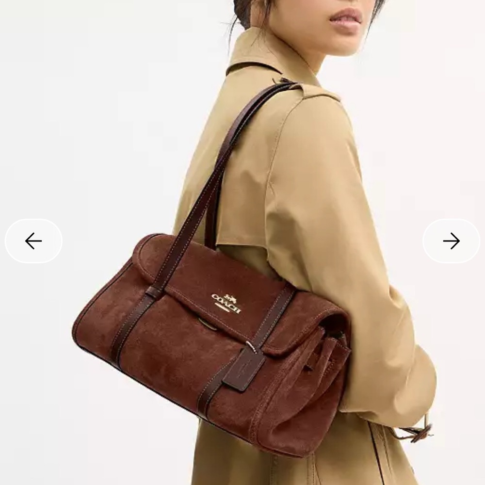 NWT🌟Coach Bridget Flap Shoulder Bag in Vintage Brown Suede CDB06 - Picture 6 of 6